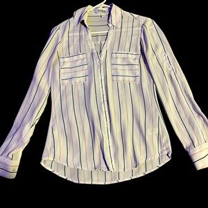 Striped sheer button-up